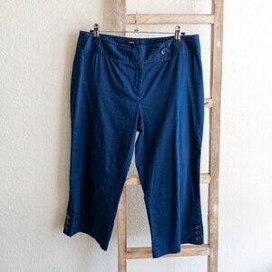 Style & Co Pants Size 12 Navy Blue Cropped Button Hem Capris Sailor Chic